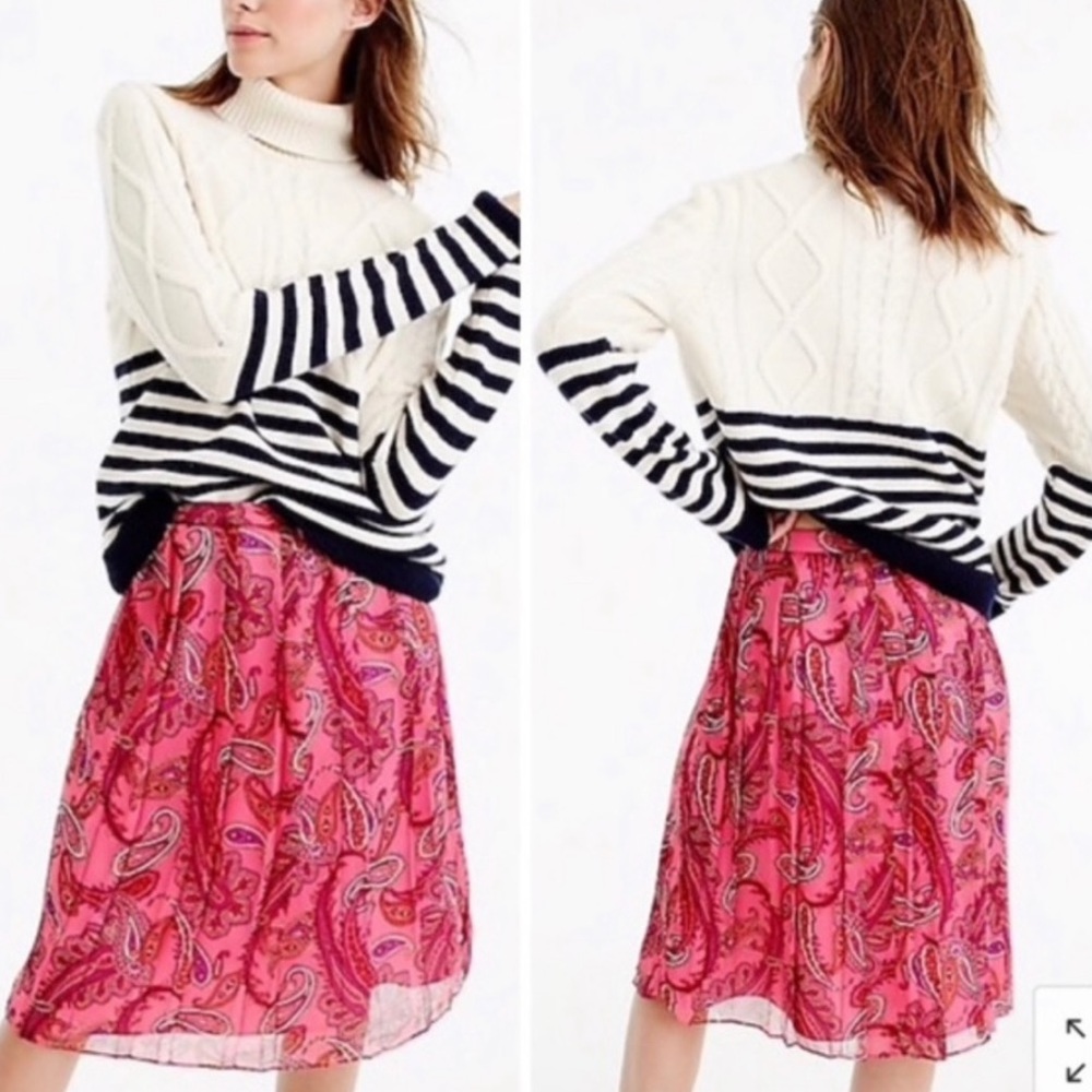 J Crew double pleated skirt in vivid paisley size 4